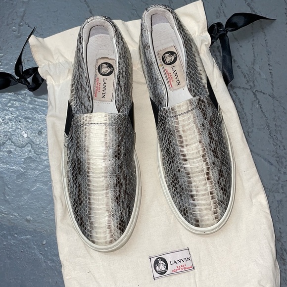 Lanvin Grey Blue Beige Python Keds Sneakers - Picture 14 of 17